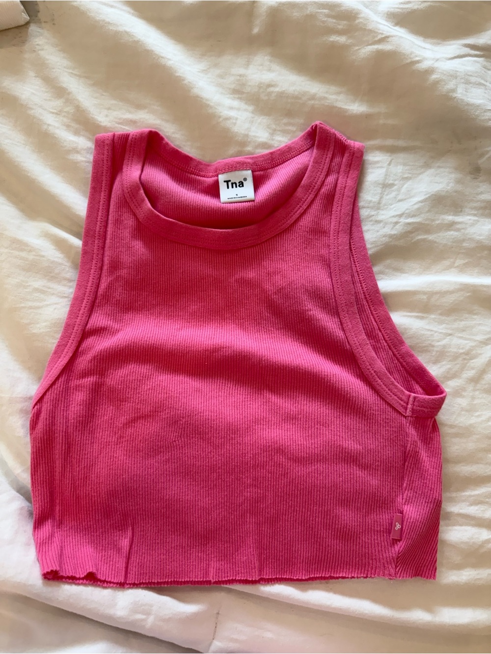 Aritzia Bright Pink Ribbed Crop Tank